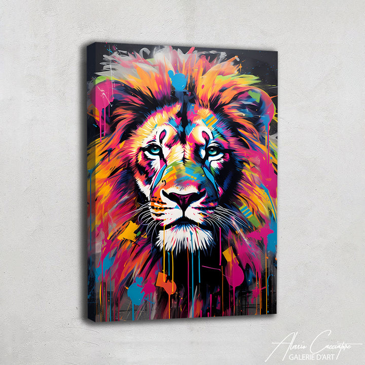 Tableau Lion Multicolore
