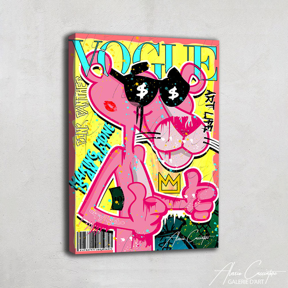 TABLEAU STREET ART PANTHÈRE ROSE
