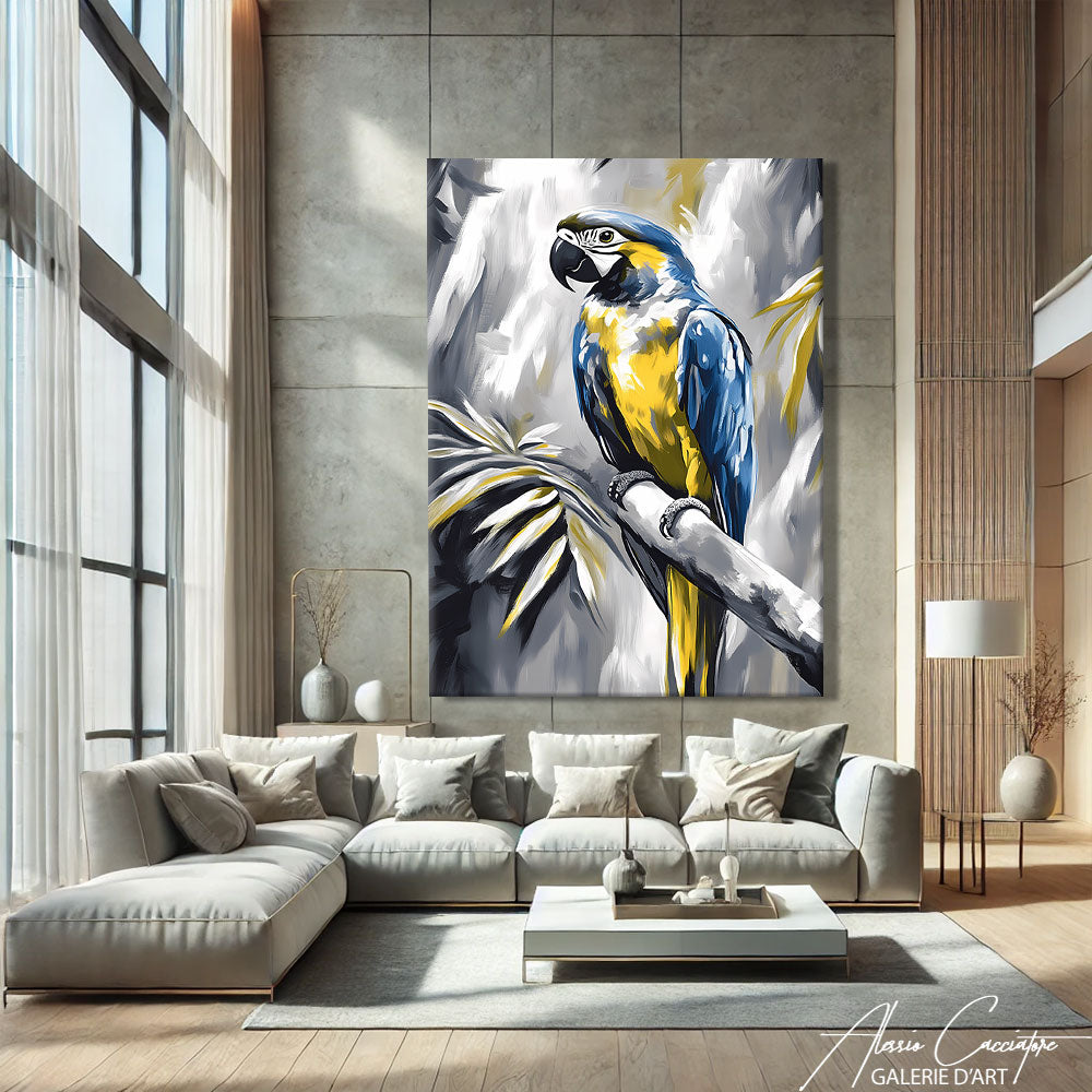 Peinture Perroquet Gris