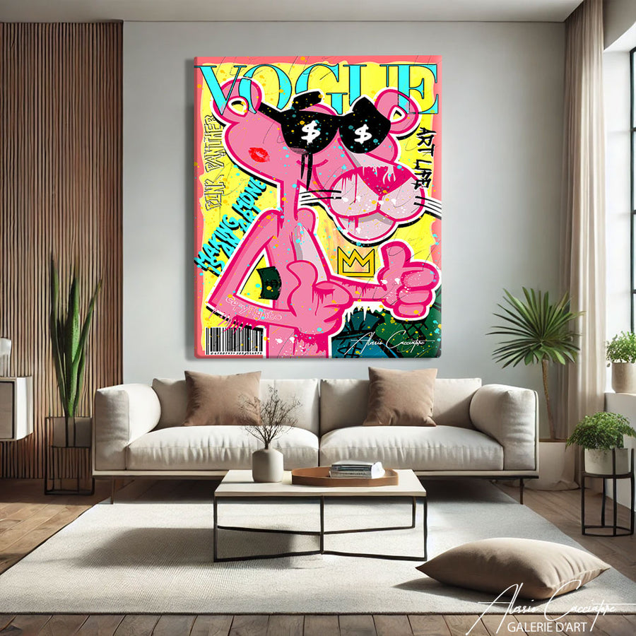 TABLEAU STREET ART PANTHÈRE ROSE
 – mise en situation