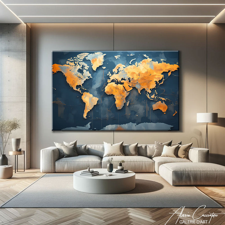 Grand Tableau Carte du Monde – mise en situation