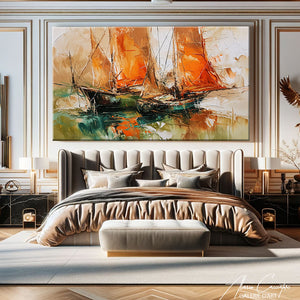 tableau abstrait bateau