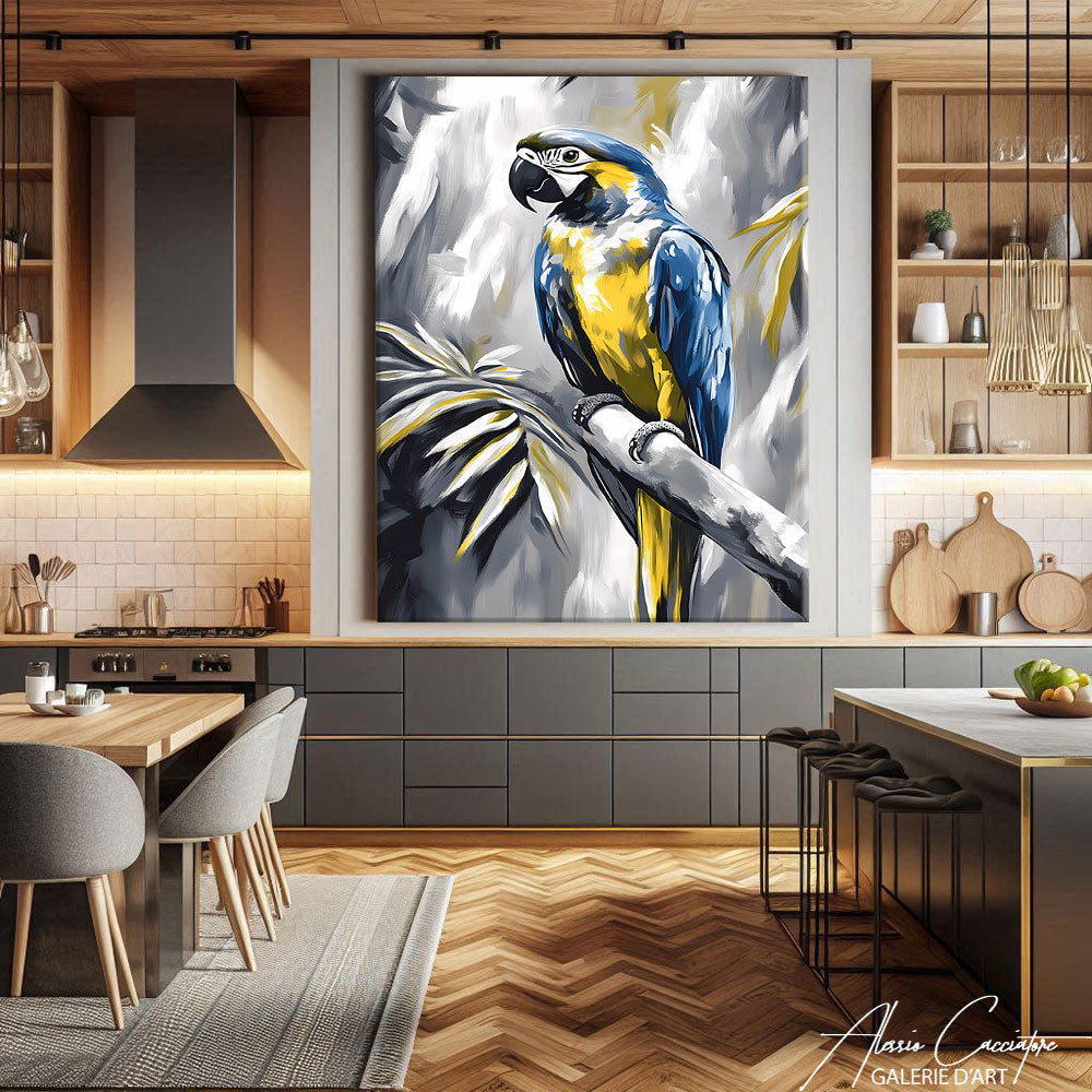 Tableau Perroquet Gris