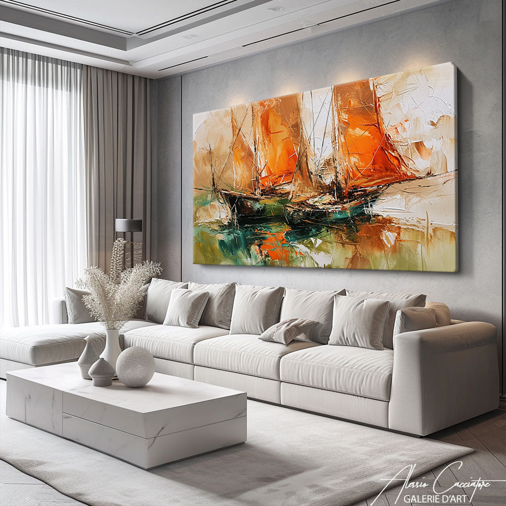 tableau abstrait bateau