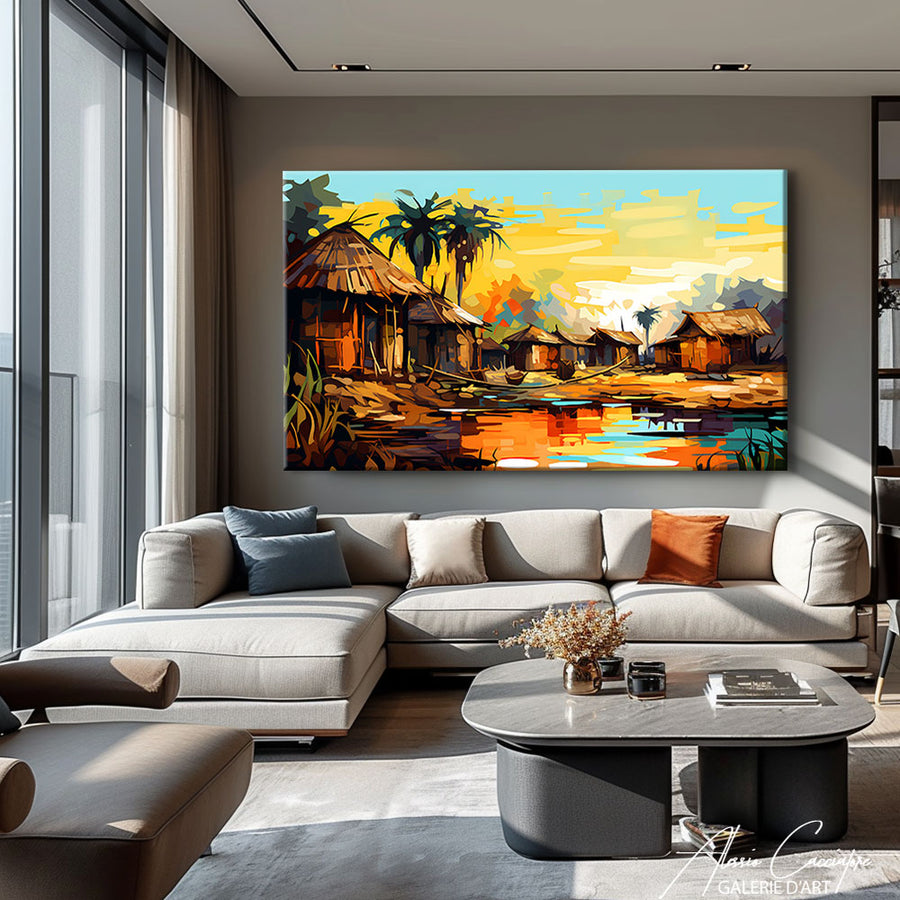 peinture africaine paysage – mise en situation