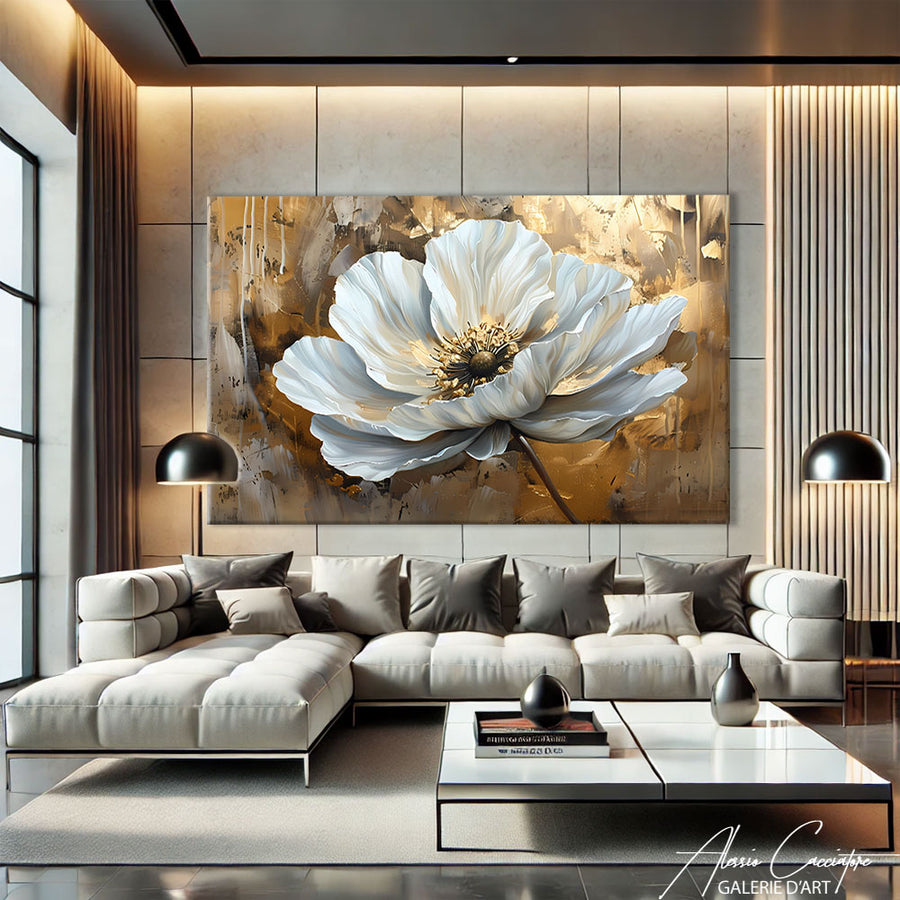 Tableau Peinture Fleur Contemporain – mise en situation