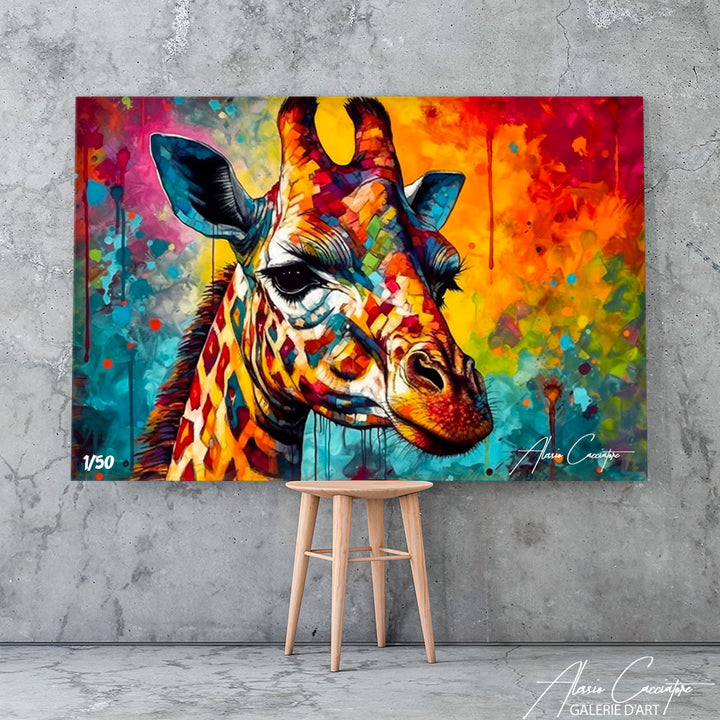tableau girafe coloré