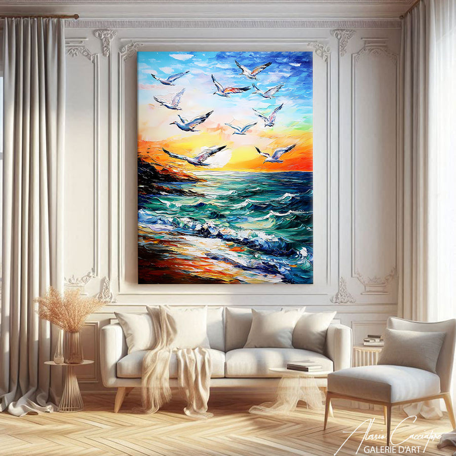 Tableau Abstrait Mer – mise en situation