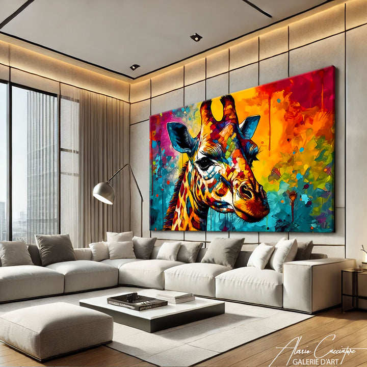 tableau girafe abstrait