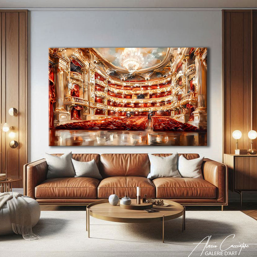 Tableau Abstrait Rouge Et Or