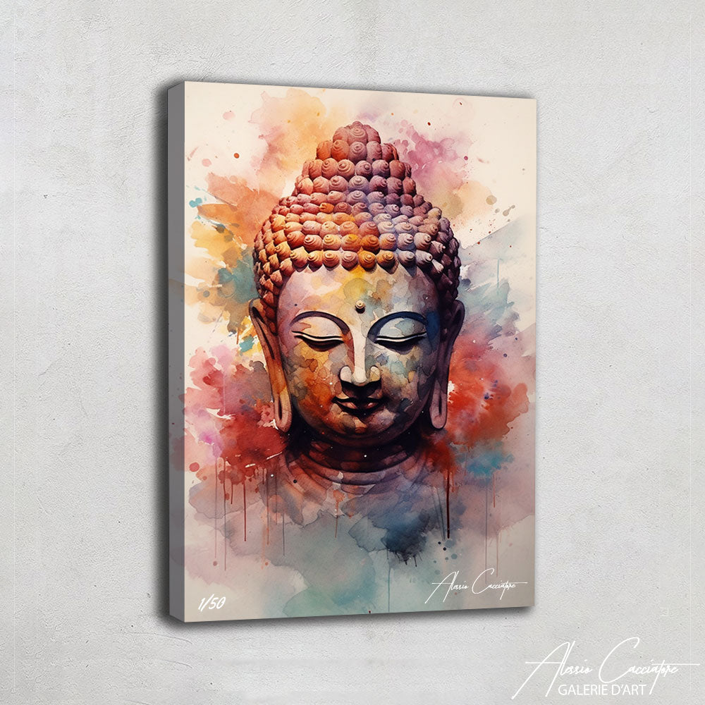 toile aquarelle bouddha