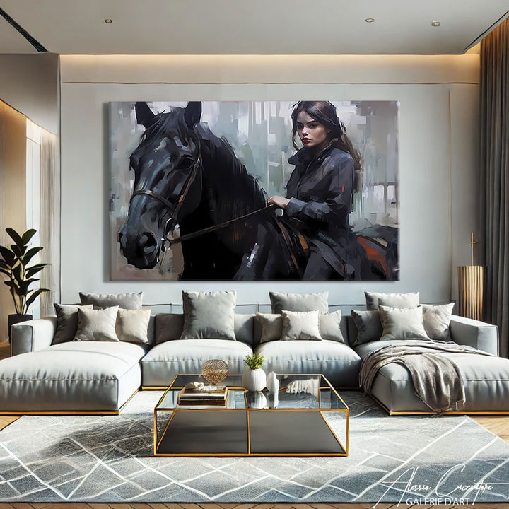 tableau cheval noir