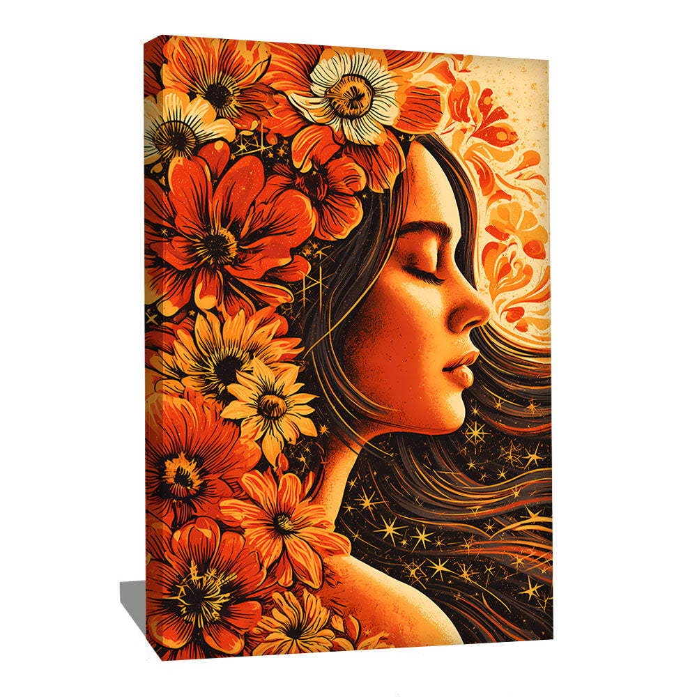 Tableau Femme Avec Fleurs Sur La Tete