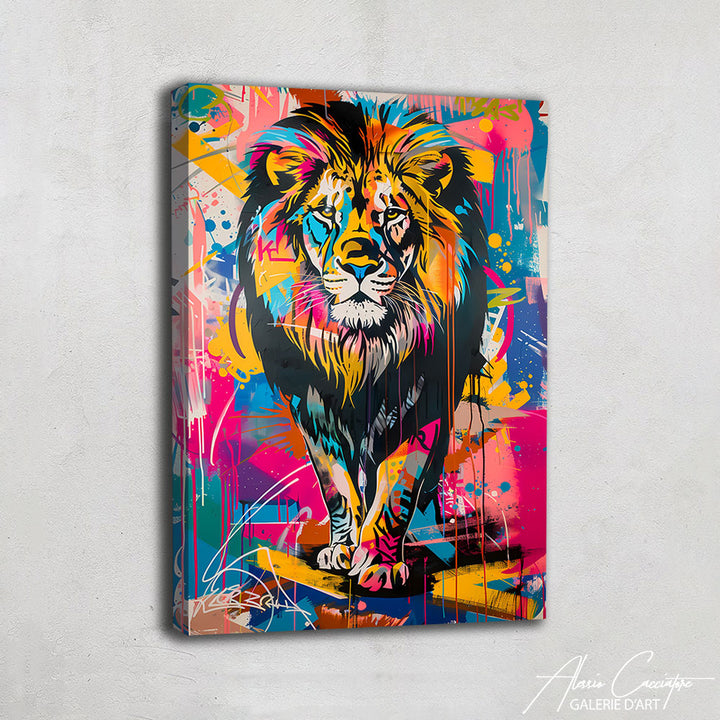 Tableau Lion Multicolore
