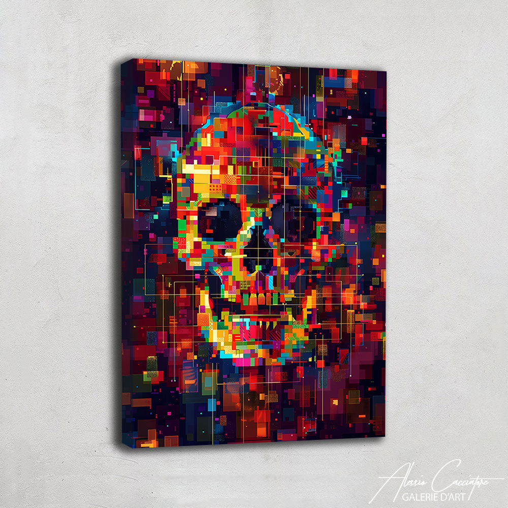 TABLEAU COLORÉ TÊTE DE MORT

