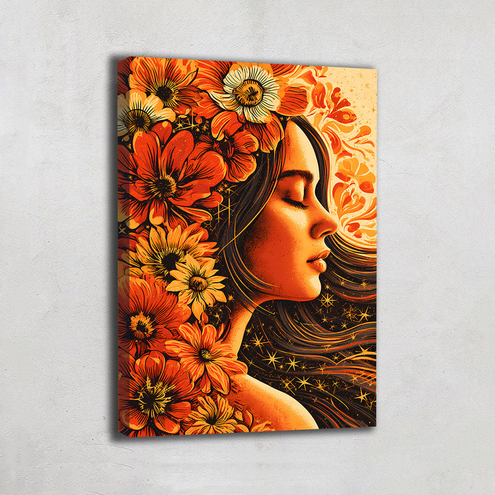 Tableau Femme Avec Fleurs Sur La Tete