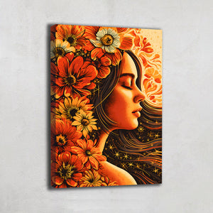 Tableau Femme Avec Fleurs Sur La Tete