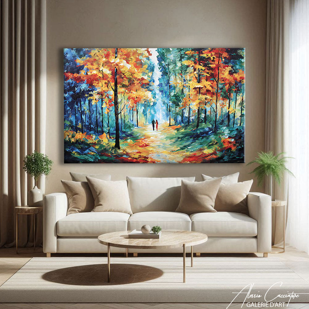 TABLEAU AQUARELLE FORÊT