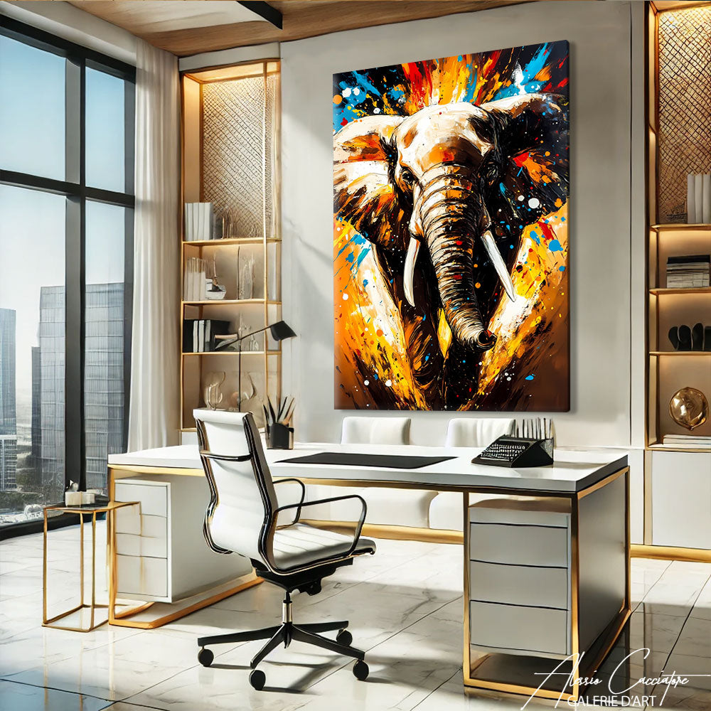 tableau avec éléphant
