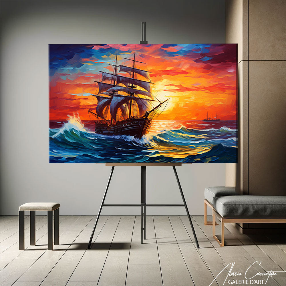 peinture abstraite bateau