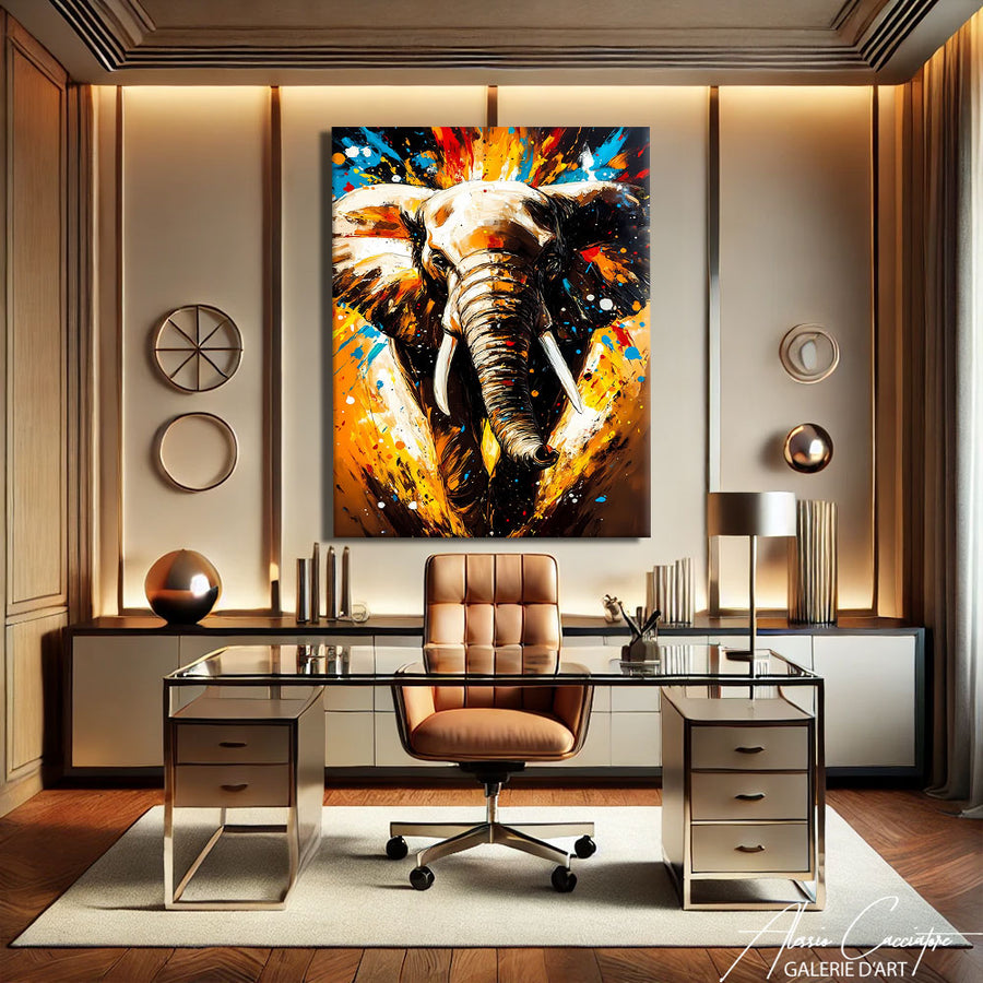 Toile Avec Elephant – mise en situation