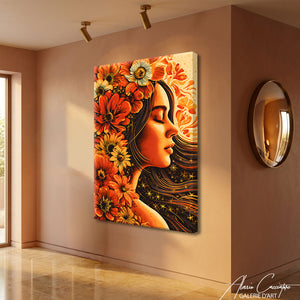 Décoration Murale Femme Avec Fleurs Sur La Tete