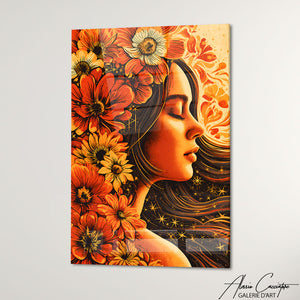Cadre Femme Avec Fleurs Sur La Tete