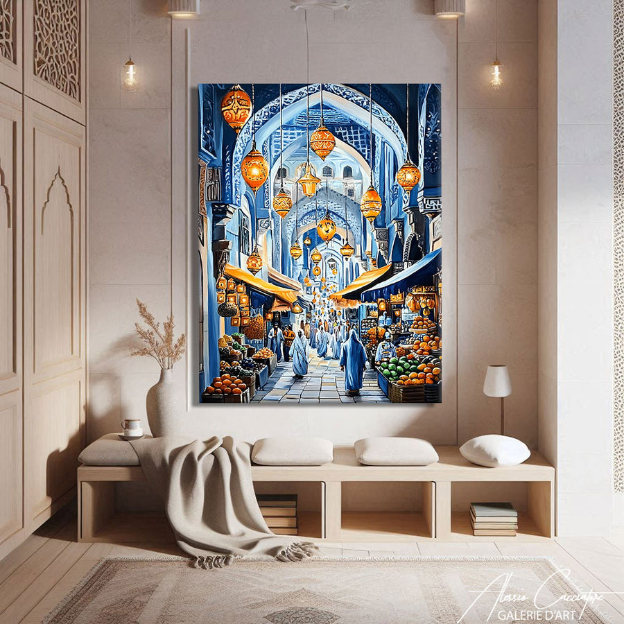 Tableau Décoration Bleu – mise en situation