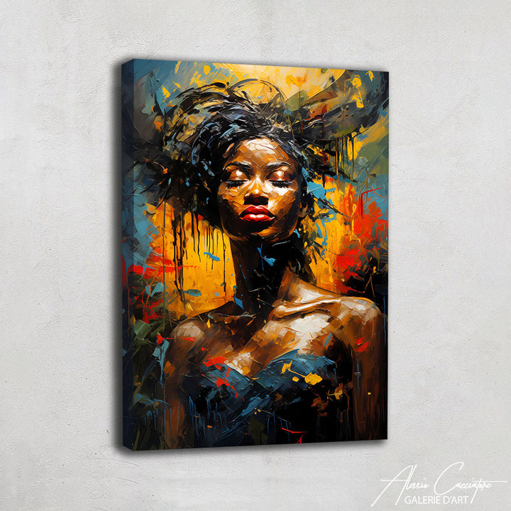 Femme africaine peinture acrylique