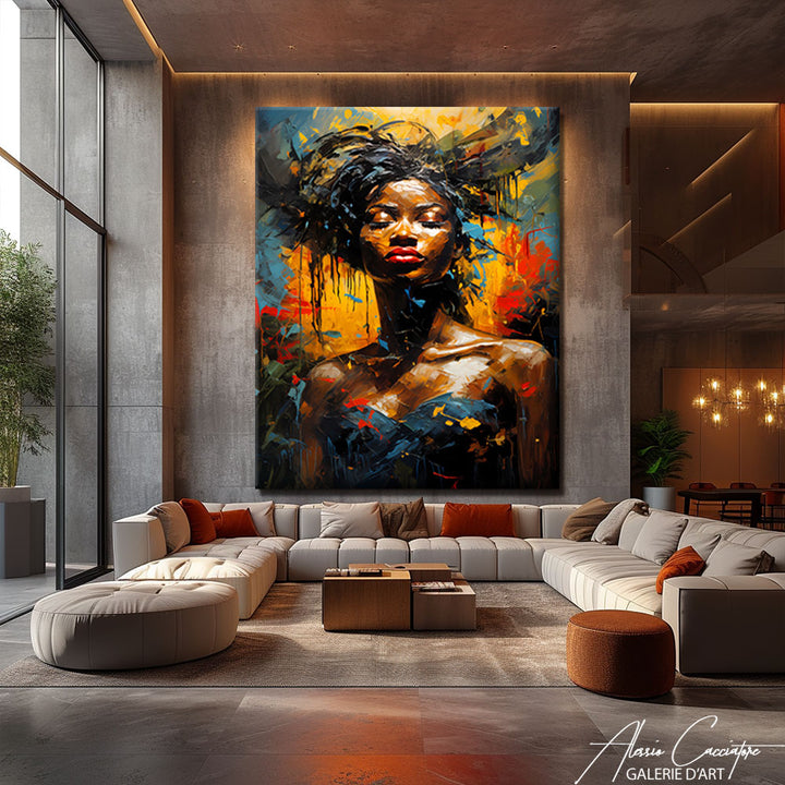 visage femme africaine peinture
