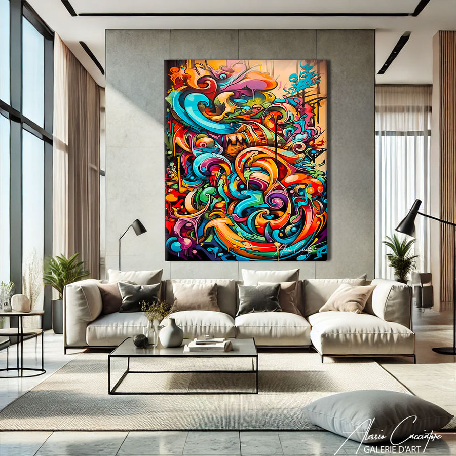 tableau graffiti abstrait – mise en situation