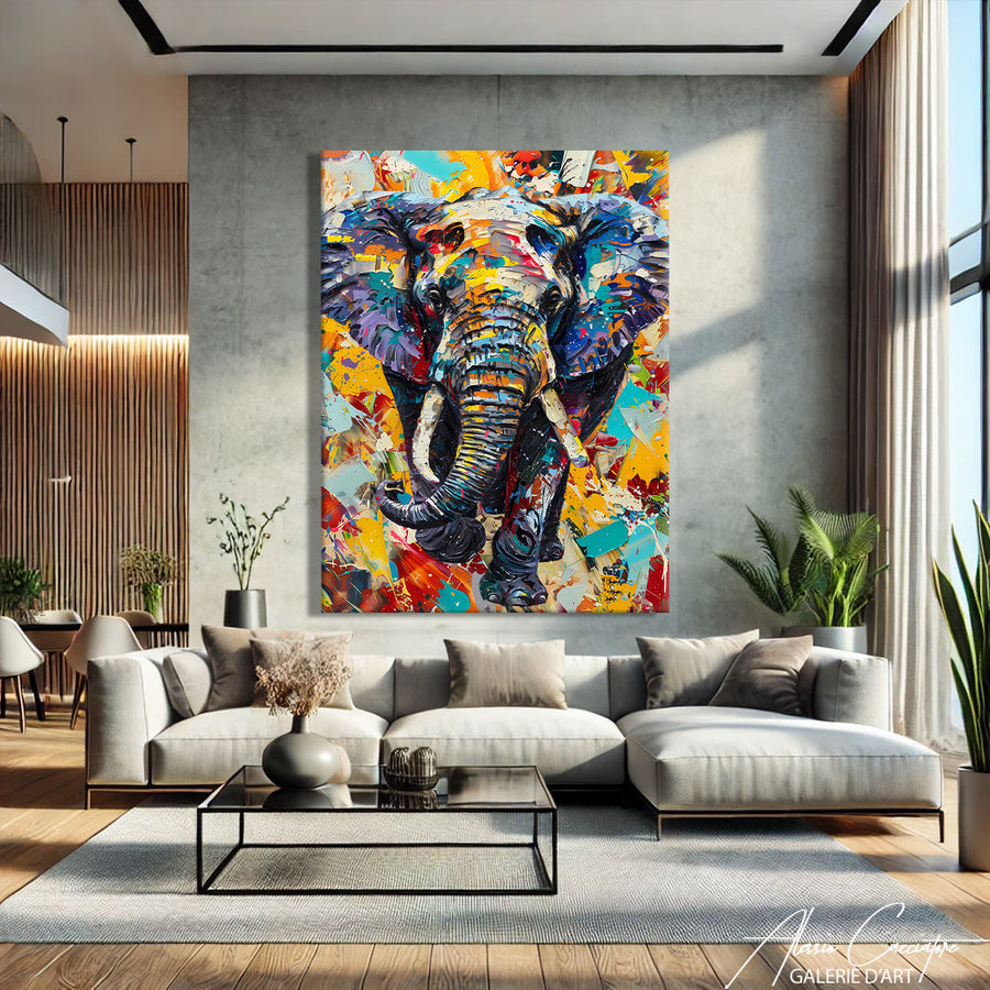 tableau éléphant pop art – mise en situation
