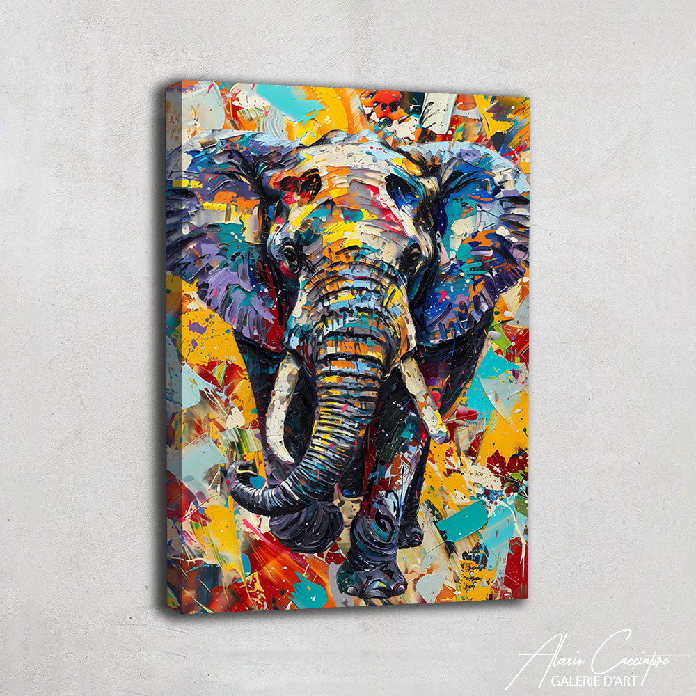 Tableau Éléphant Multicolore
