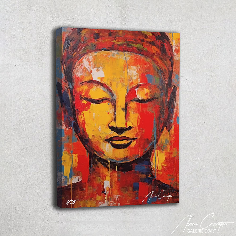 tableau zen bouddha rouge