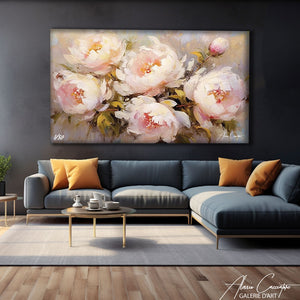 tableau pivoines blanches