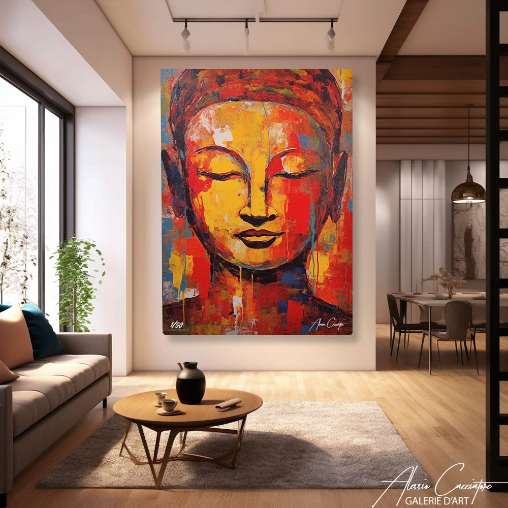 tableau zen bouddha rouge