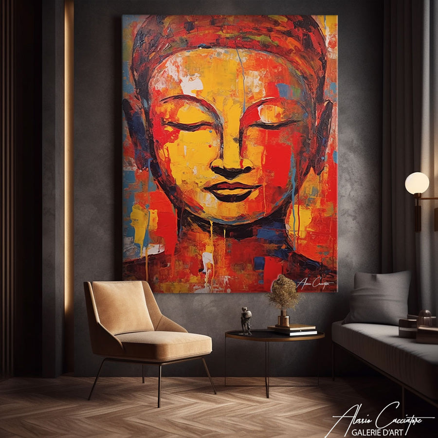 tableau bouddha rouge – mise en situation
