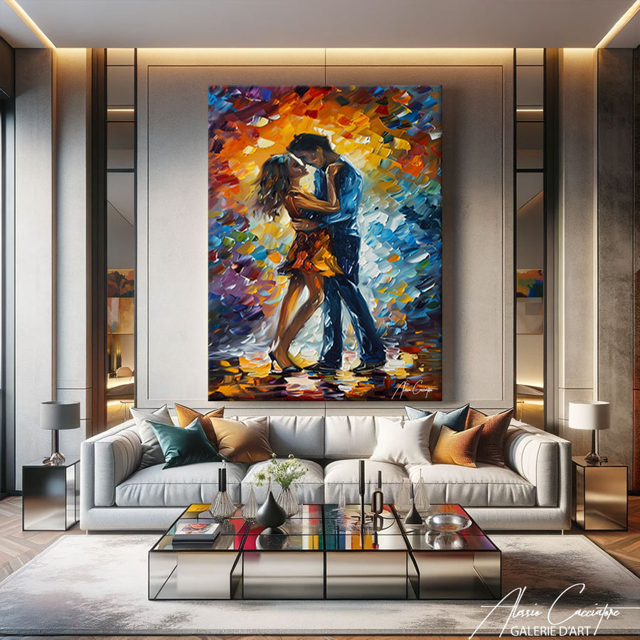 Peinture Couple Enlacé – mise en situation