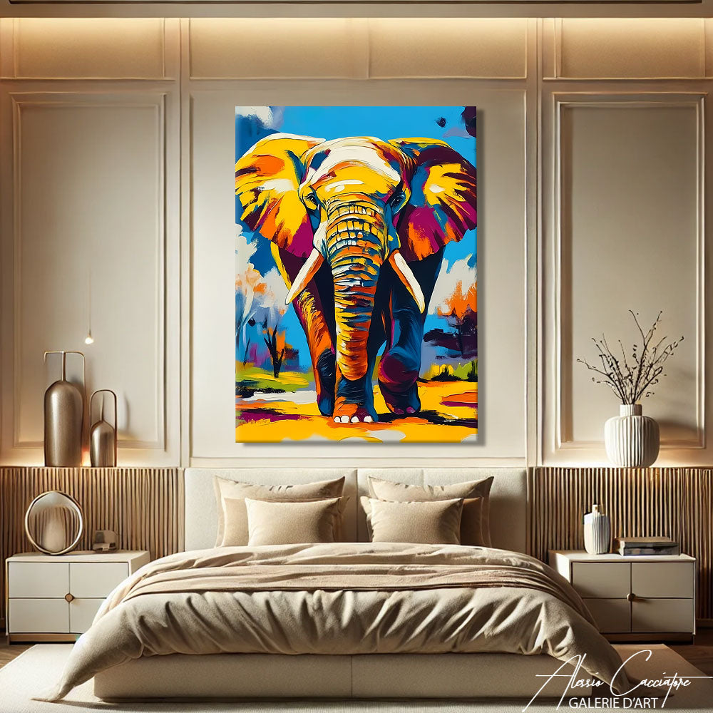 Toile avec éléphant
