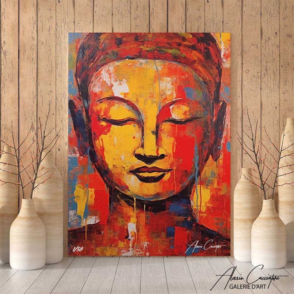 tableau zen bouddha rouge