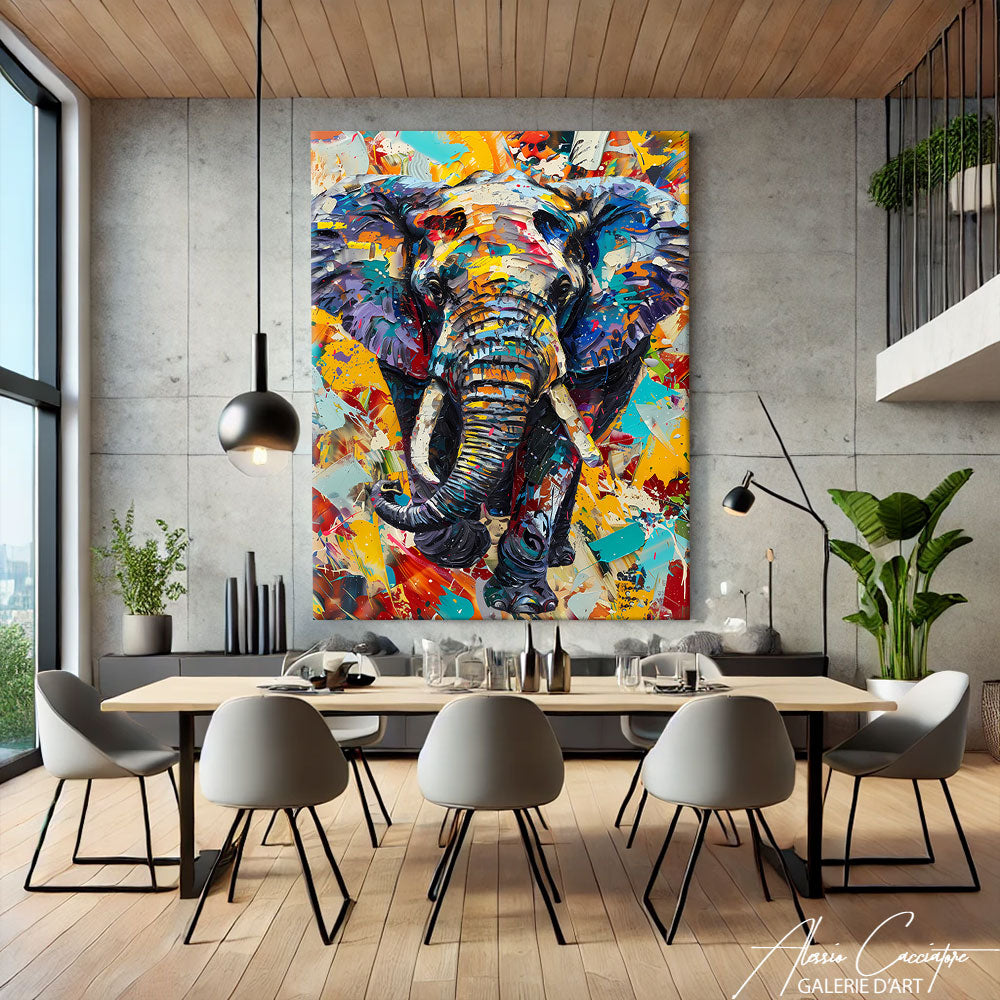 Tableau Éléphant Multicolore

