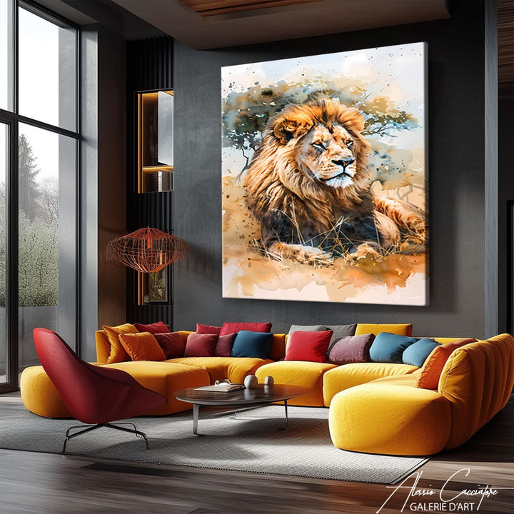 tableau lion afrique