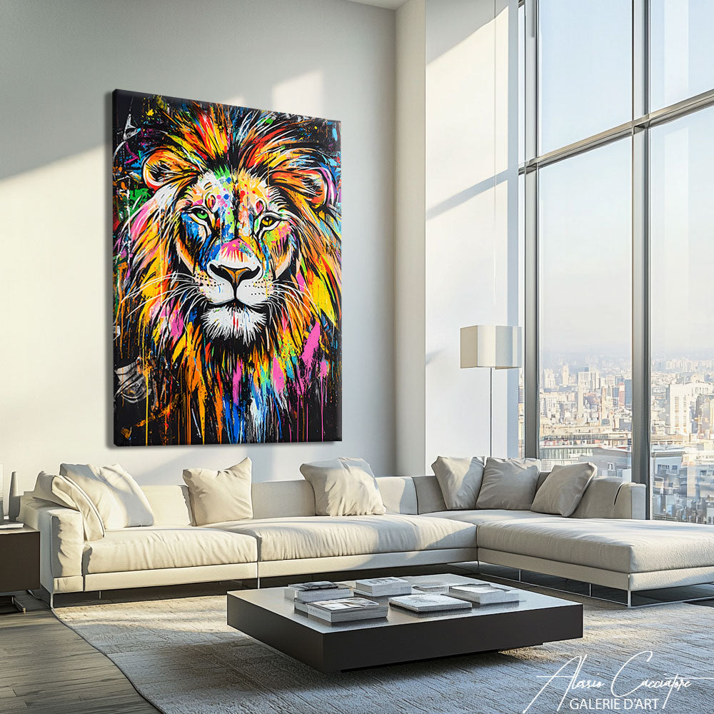 Tableau Lion Street Art 