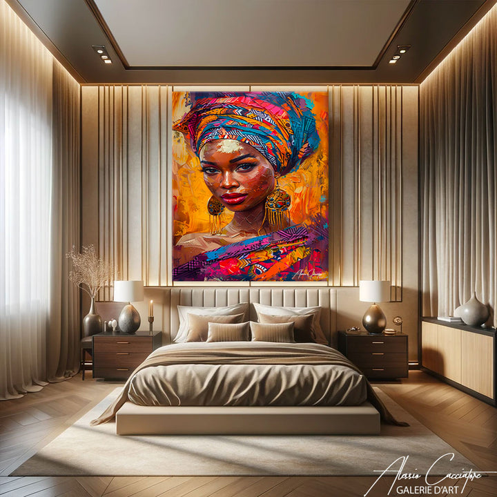tableau femme africaine couleur