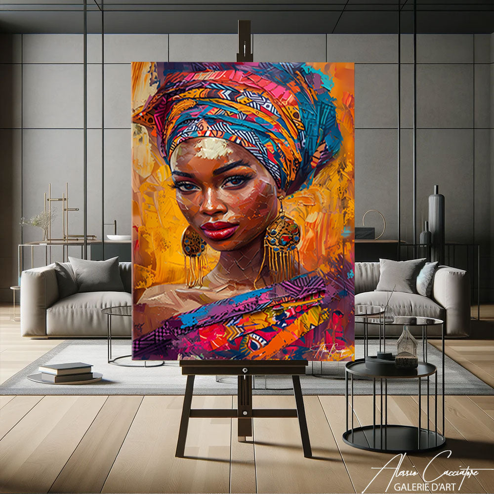 tableau femme africaine peinture