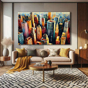 Tableau Ville Abstraite 