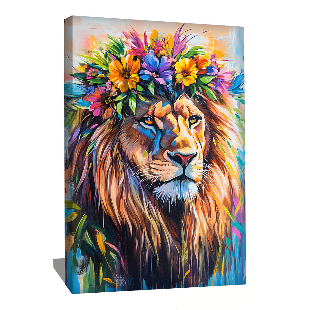 TABLEAU LION FLORAL