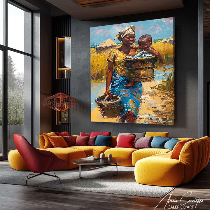 Tableau Femme Africaine abstrait