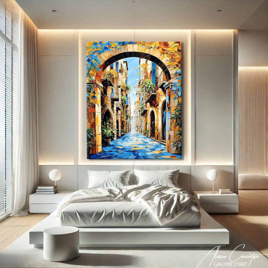 TABLEAU ABSTRAIT VERTICAL AlessioCacciatore – mise en situation