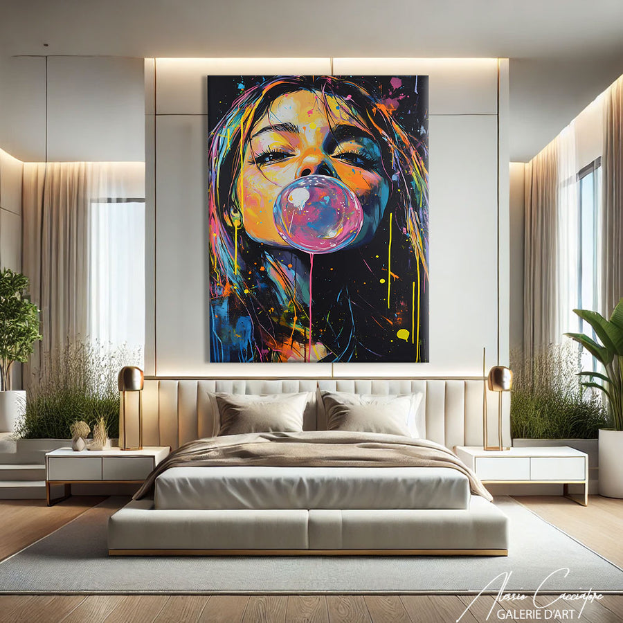 Tableau Pop Art Visage Femme – mise en situation